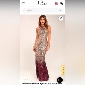 Lulus burgundy and rose gold sequins dress